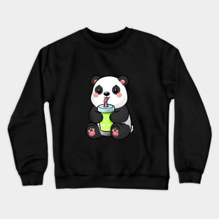 Cute Panda with Softdrink Crewneck Sweatshirt